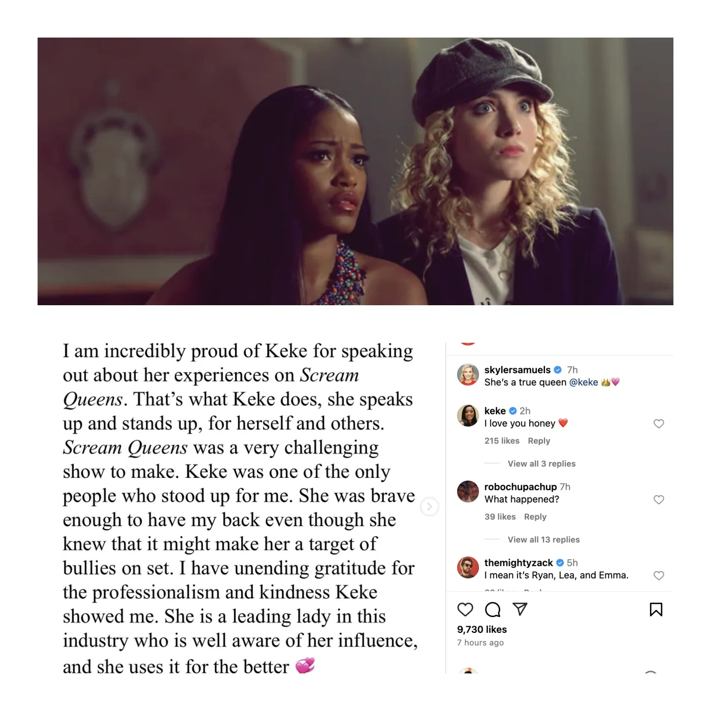 Skyler Samuels Praises Keke Palmer for Standing Up Against 'Bullies' on the Scream Queens Set