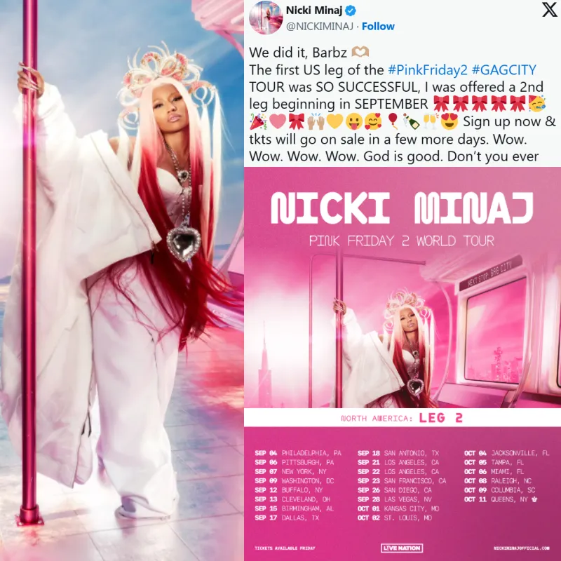 Announces by Nicki Minaj Second Leg of Pink Friday 2 Tour