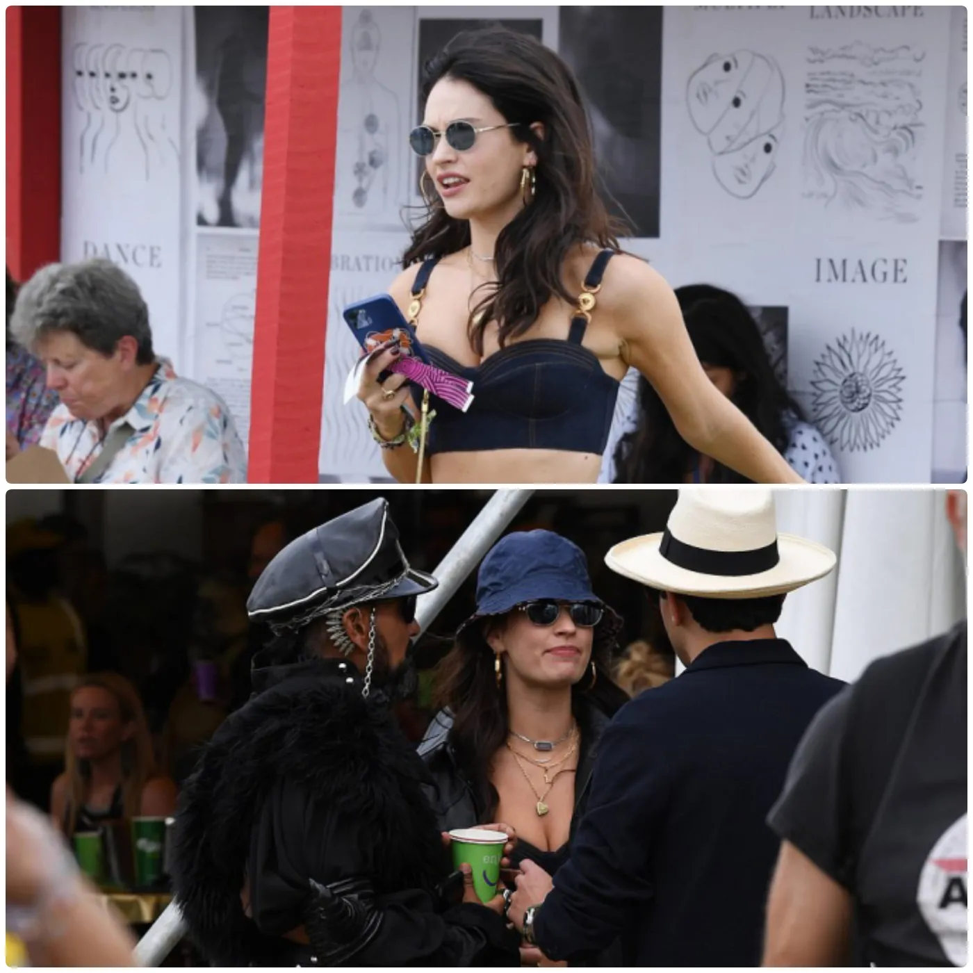 Lily James Dazzles in Casual Chic at Glastonbury Music Festival