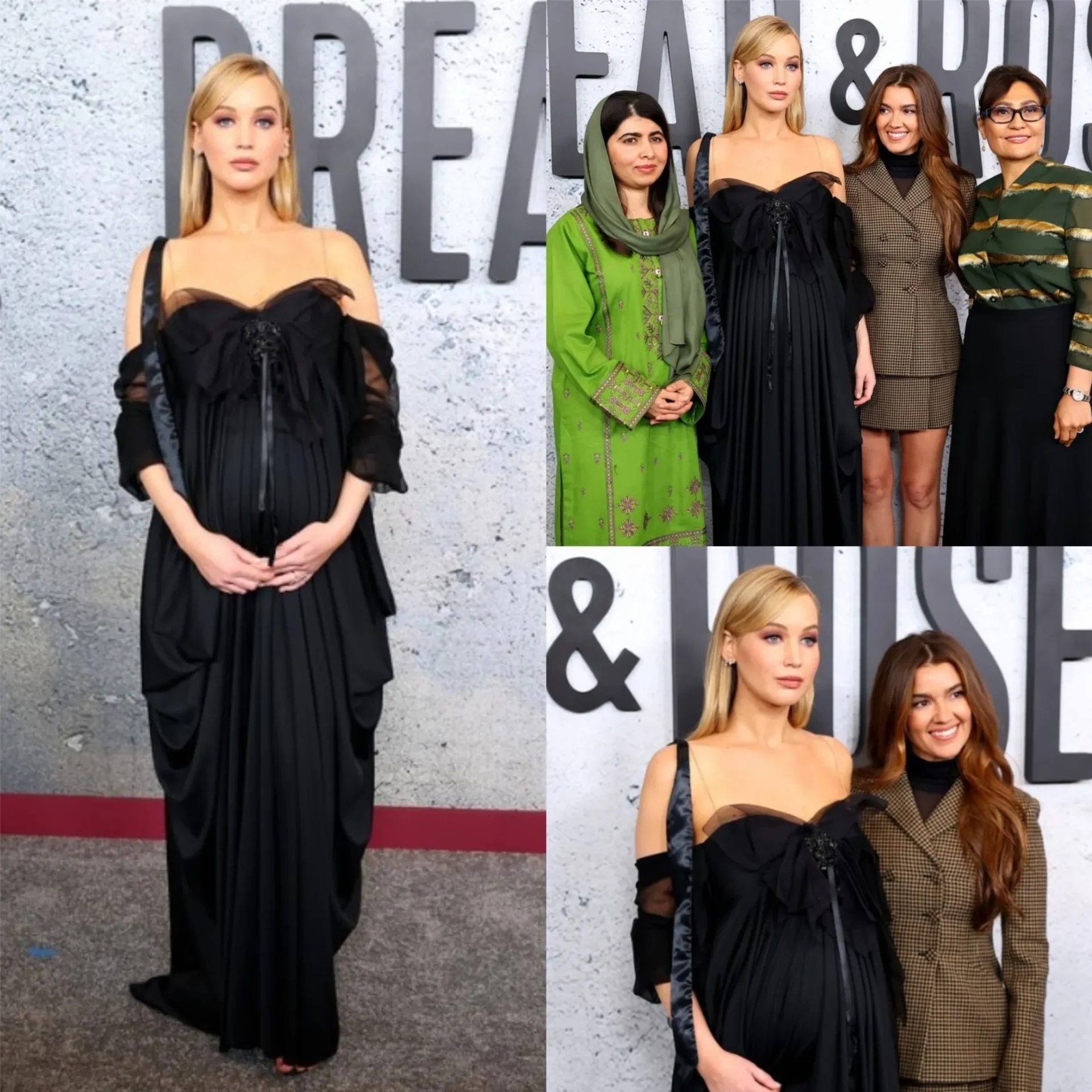 Jennifer Lawrence Cradles Baby Bump at 'Bread & Roses' Documentary Premiere with Malala