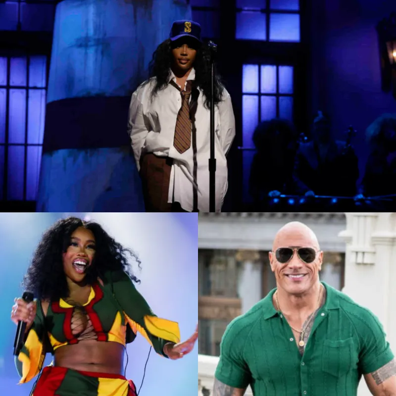 Arm Wrestles Dwayne 'The Rock' Johnson Backstage at SNL, From SZA