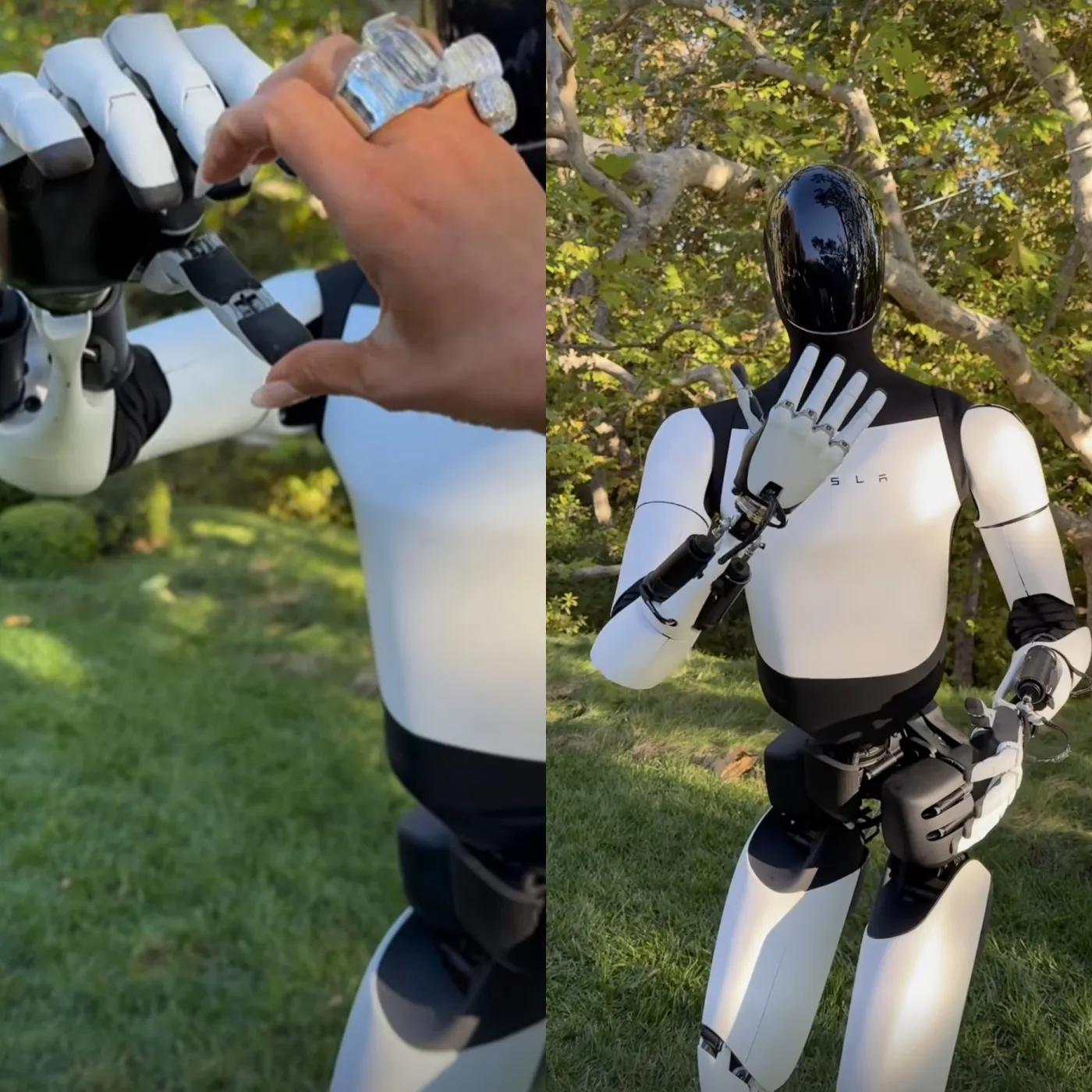 Kim Kardashian Showcases Luxury with a Huge Diamond Ring and a Tesla Robot