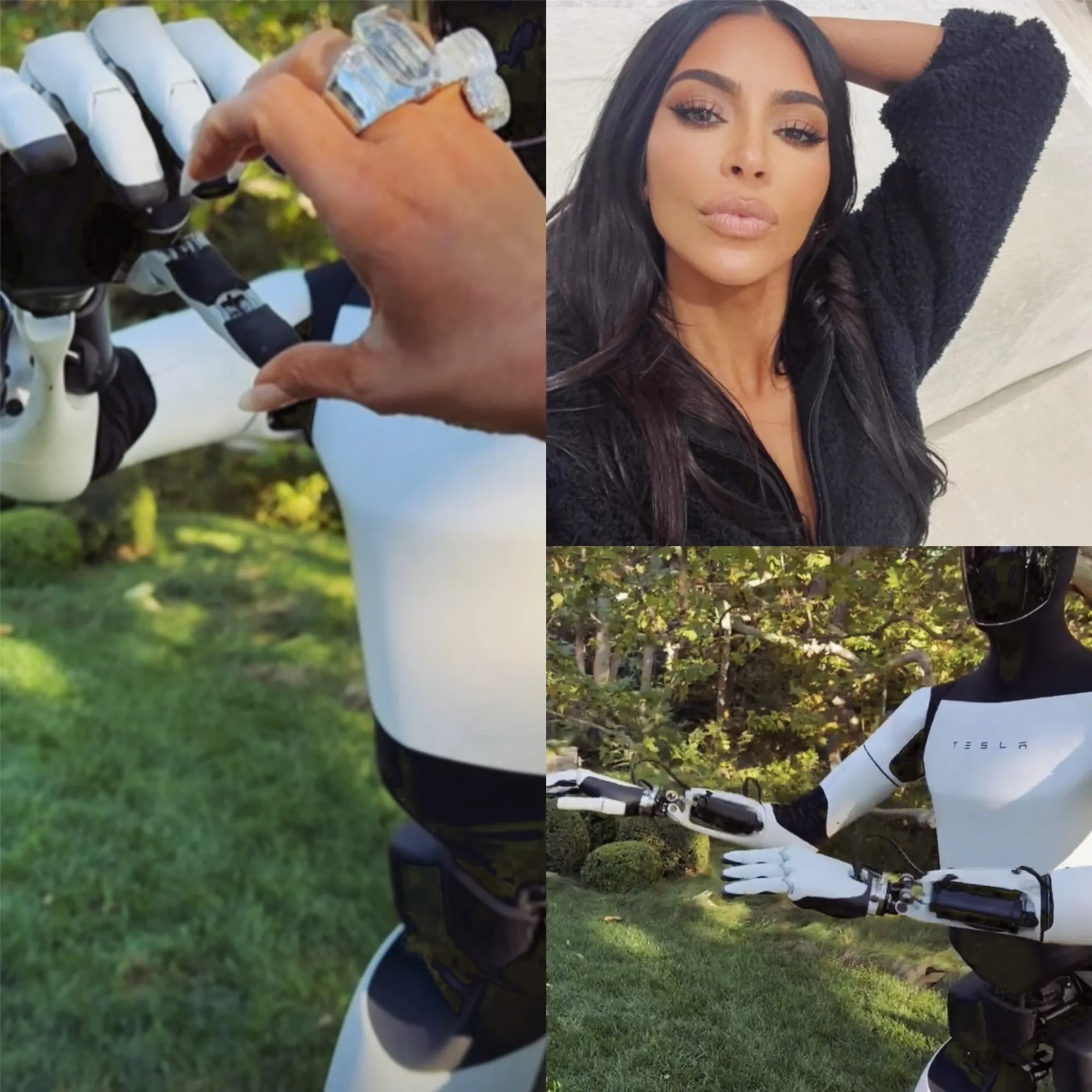 Kim Kardashian Shows Off Massive Diamond Rings Alongside Tesla’s New Humanoid Robot, Optimus