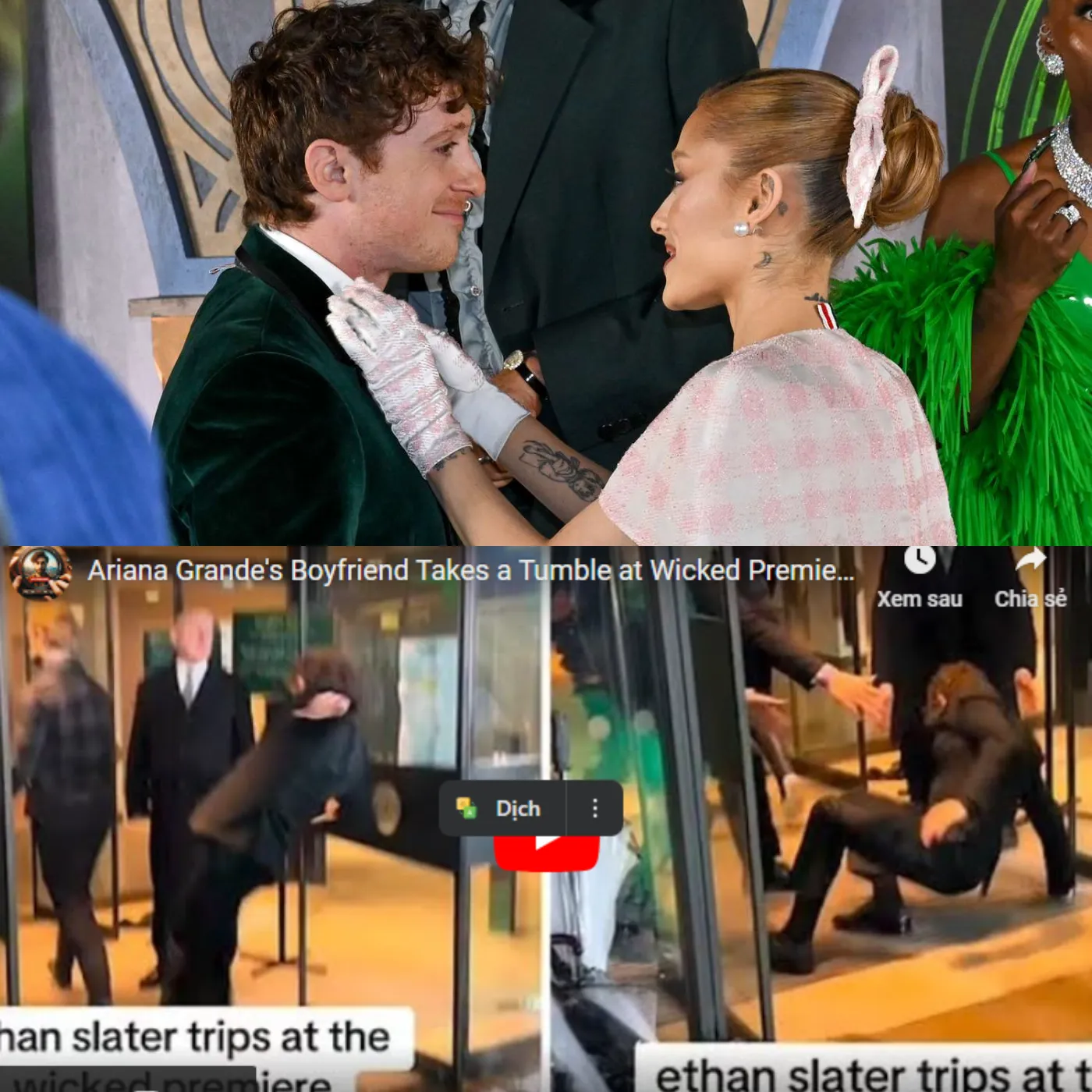 Ariana Grande’s Boyfriend Ethan Slater Slips on Rain-Soaked Floor at Wicked UK Premiere