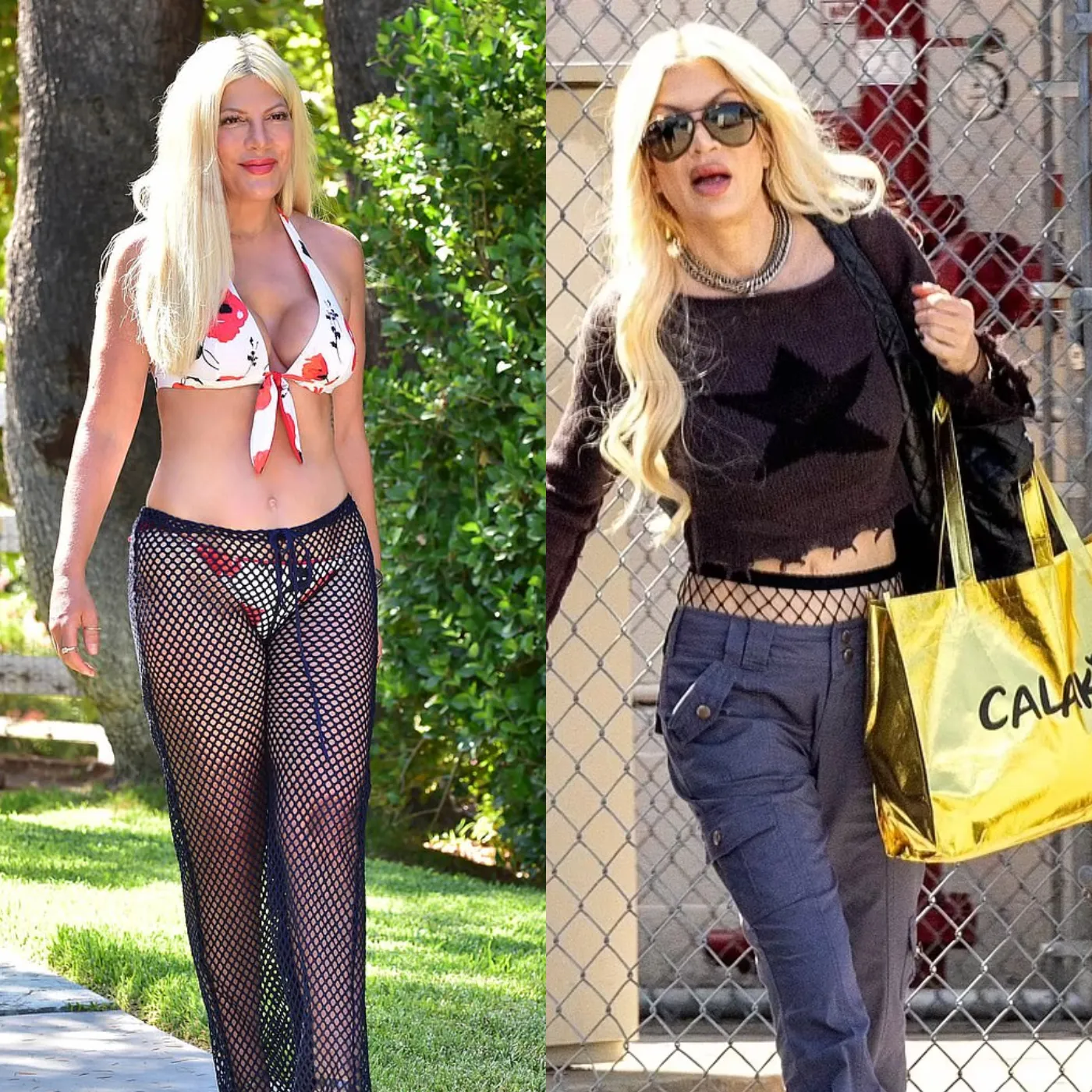 Tori Spelling lingerie on the street 2 Tori Spelling lingerie on the street