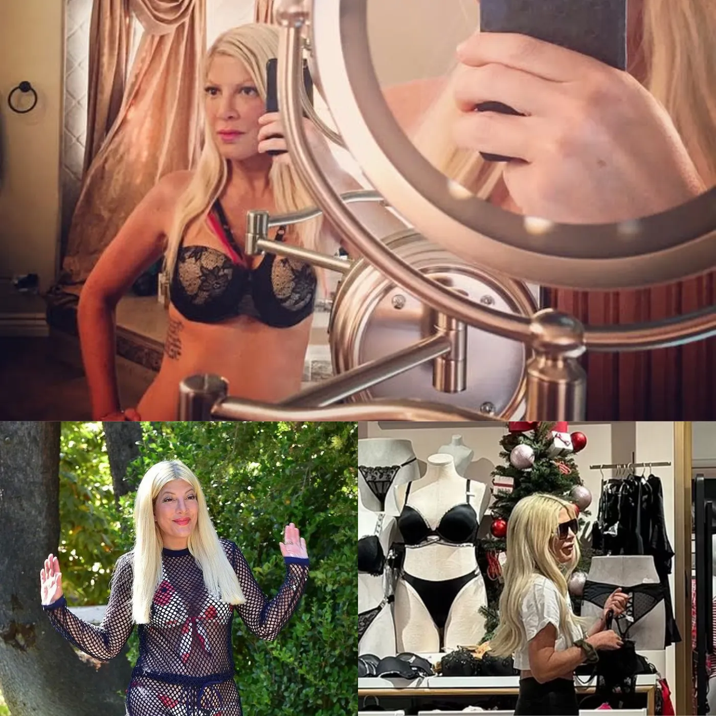 Tori Spelling lingerie on the street