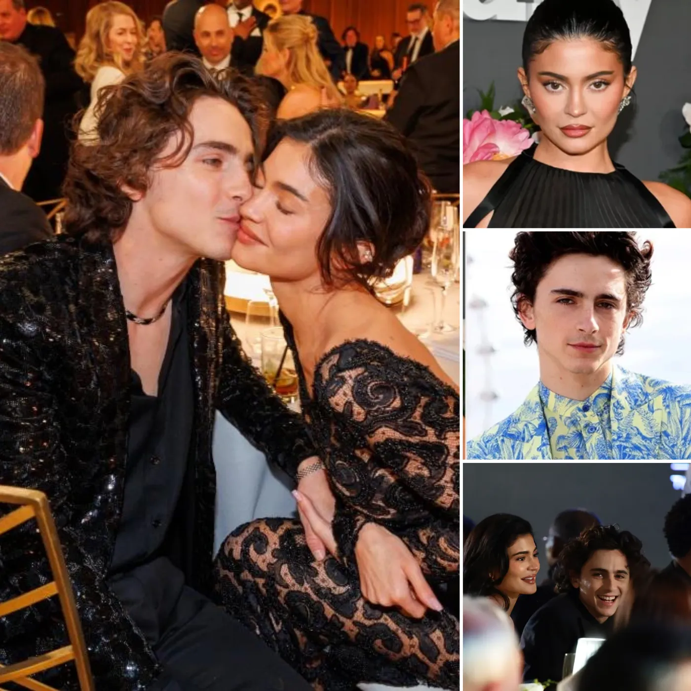 Timothée Chalamet and Kylie Jenner Share Sweet Kiss at the 2024 Golden Globes