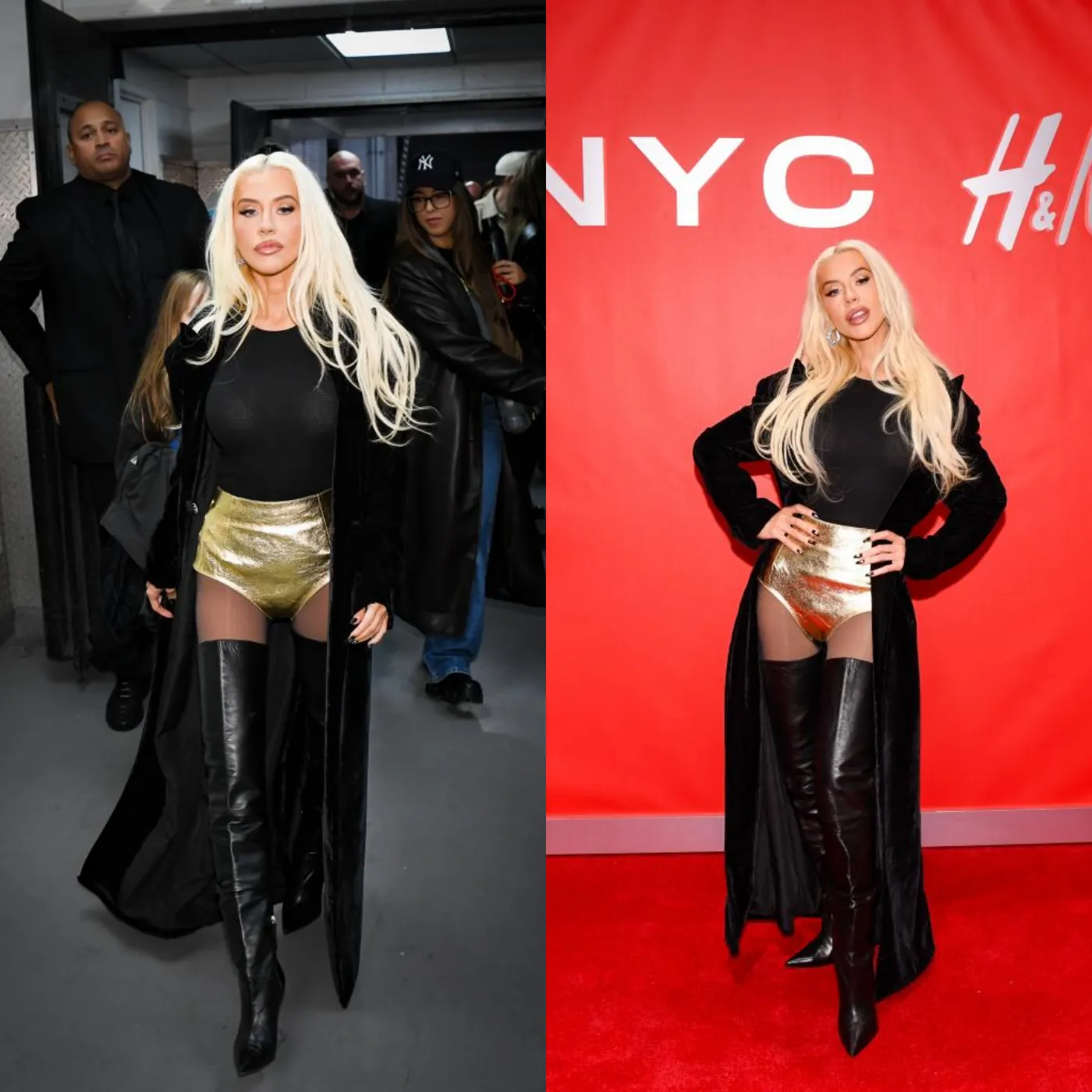 Christina Aguilera Shines in Yellow Leggings at H&M Opening Ceremony