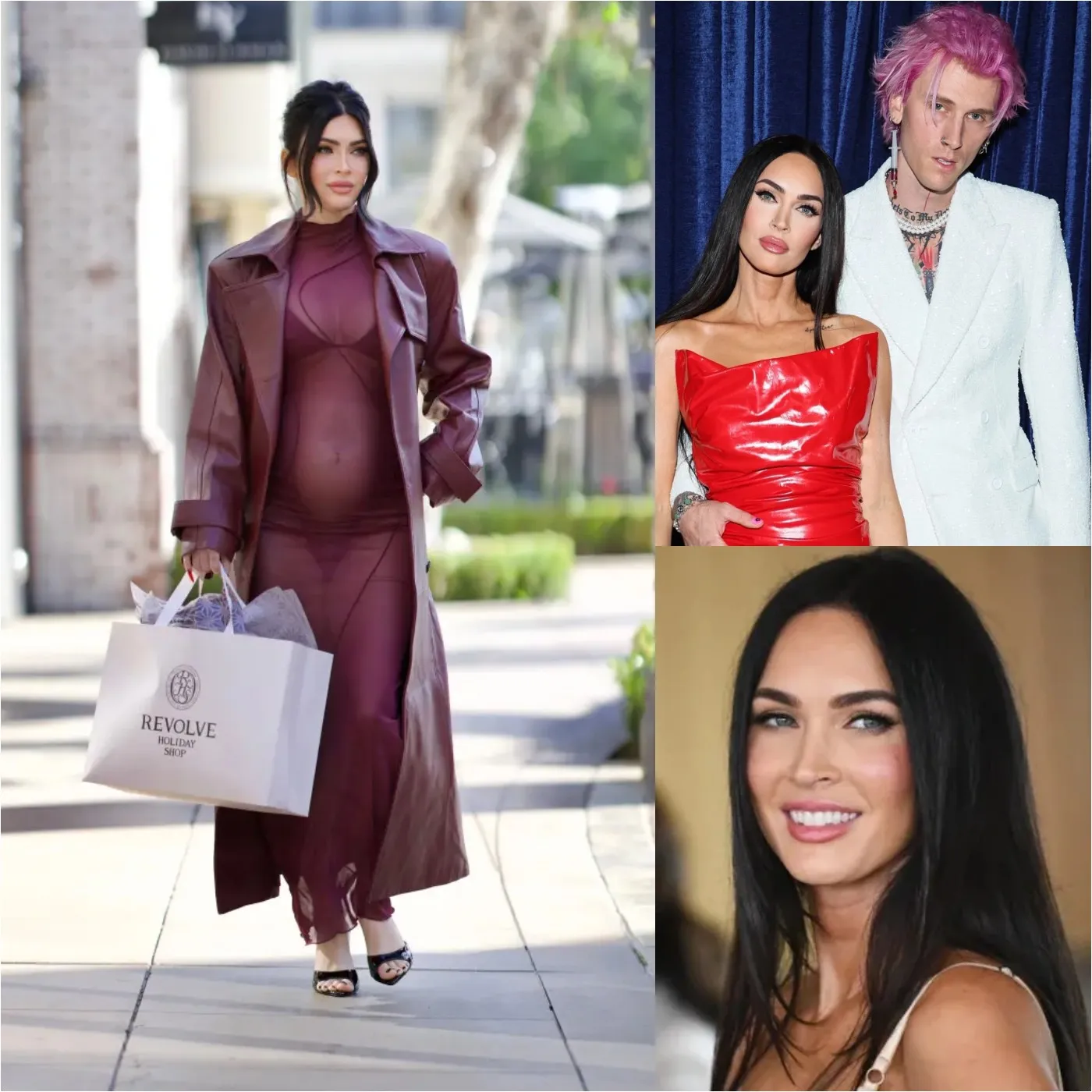 Megan Fox Stuns in Red Leather and Mesh Outfit, Proudly Flaunts Baby Bump