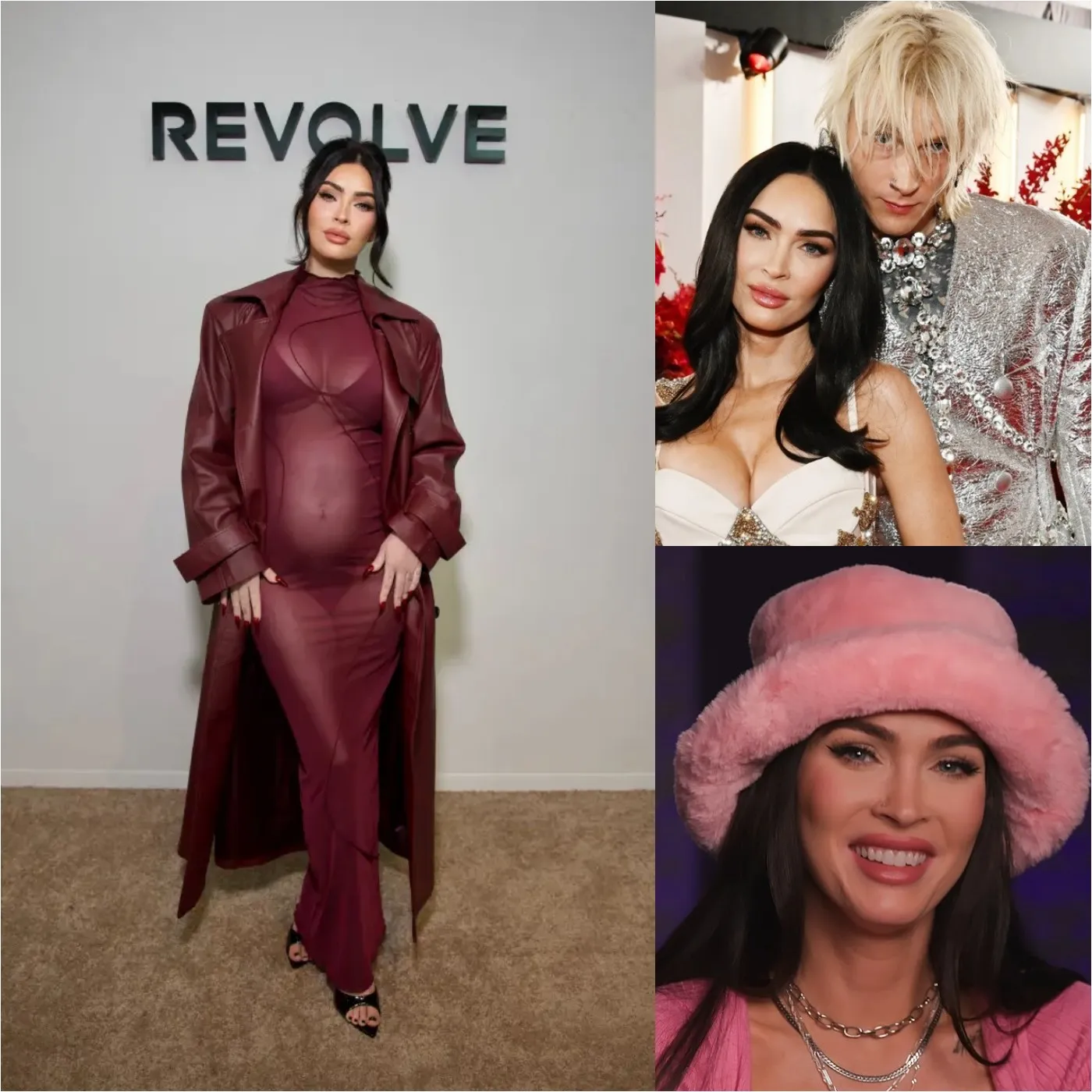 Megan Fox Stuns in Red Leather and Mesh Outfit, Proudly Flaunts Baby Bump