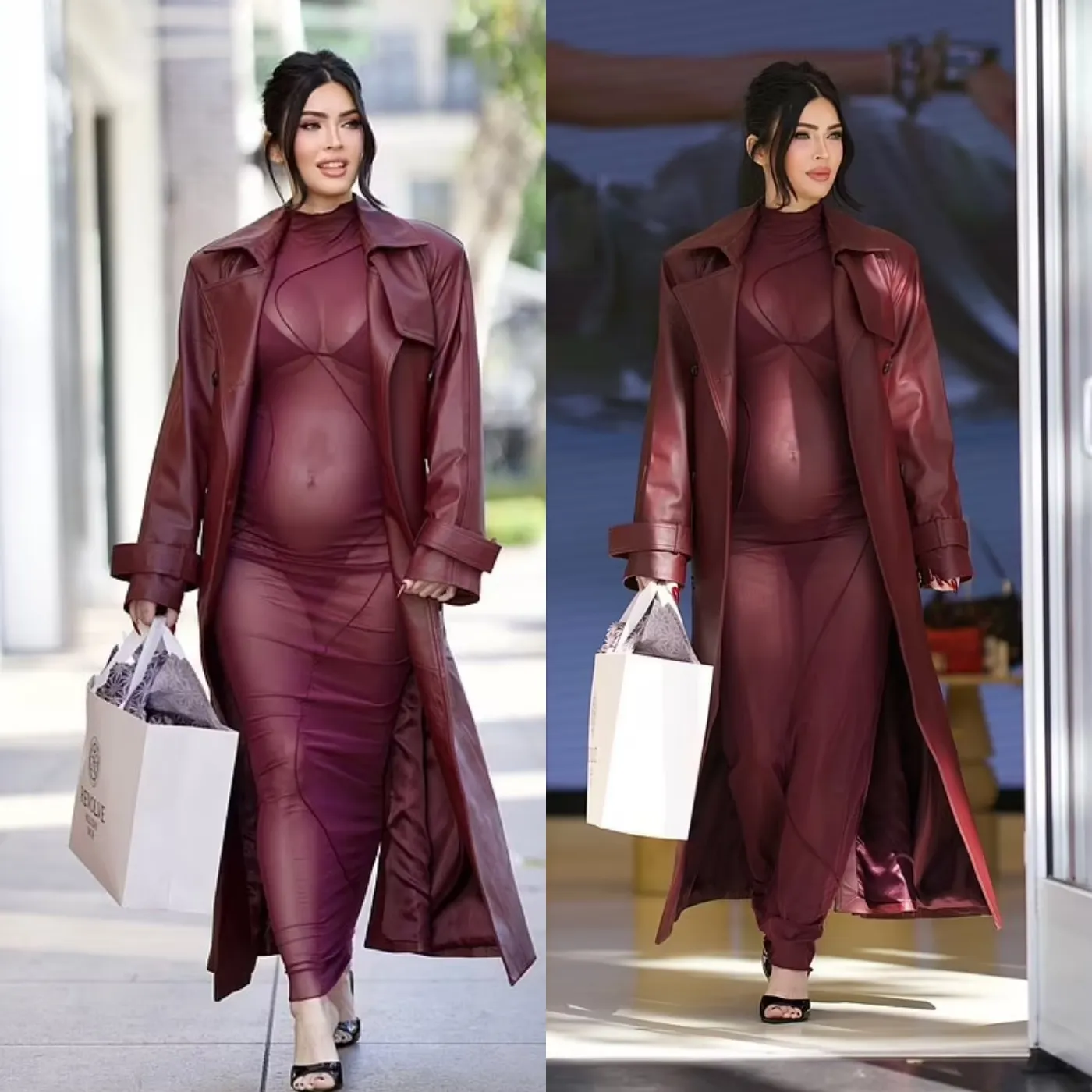 Mega Fox sparked controversy by showing off her baby bump in a sheer dress that revealed her underwear