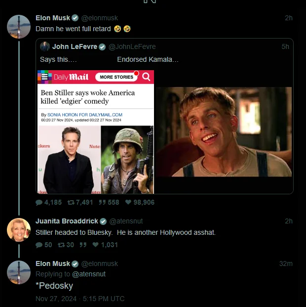 Elon Musk criticized Ben Stiller with shocking words 2 Elon Musk criticized Ben Stiller with shocking words