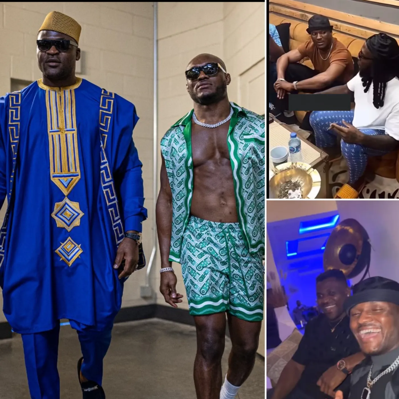 Kamaru Usman and Francis Ngannou enjoyed an evening at BURNABOY's studio. MMA meets music.