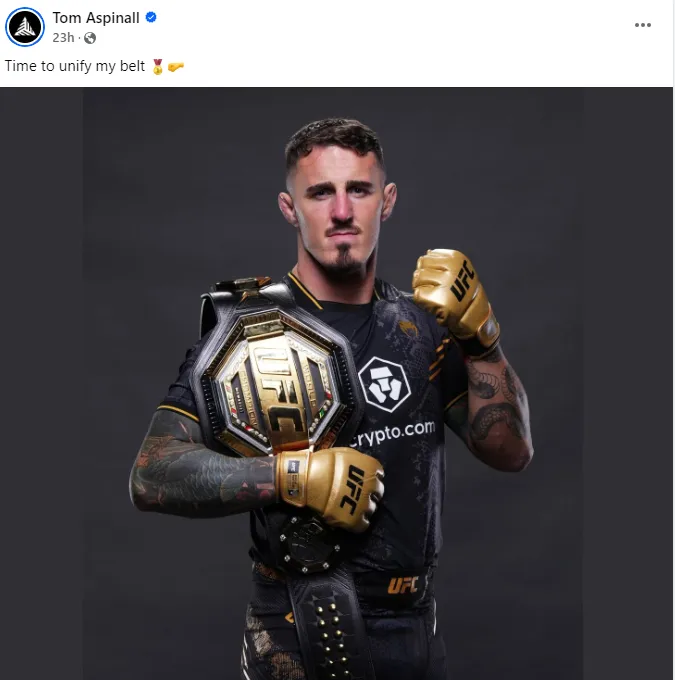 With the rumors surrounding the 2025 showdown, Tom Aspinall finally spoke up: "Time to unify my belt."