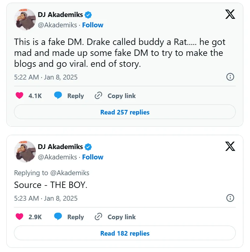 Drake Denies Leaked DM About Legal Dispute with Universal Music Group: Claims Message is Fake