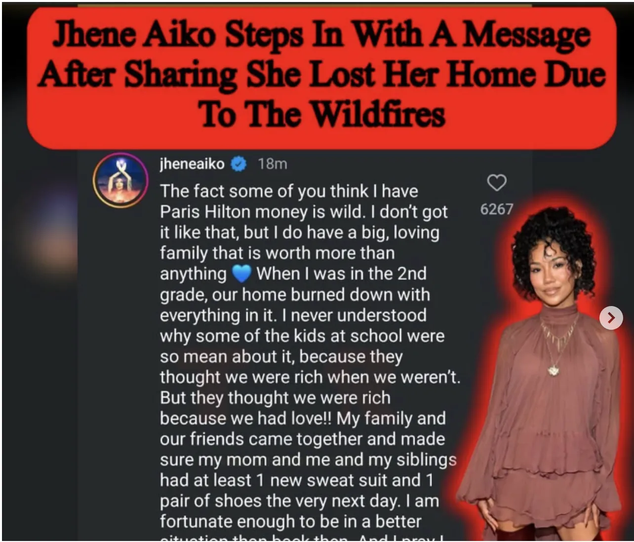 Jhené Aiko’s Home Destroyed in LA Wildfire: “My Heart Is Heavy”