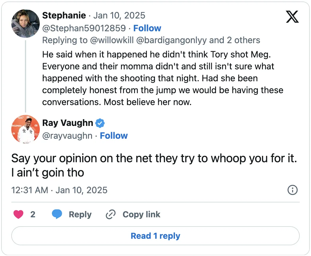 Ray Vaughn Faces Backlash Over Lyrics Supporting Tory Lanez