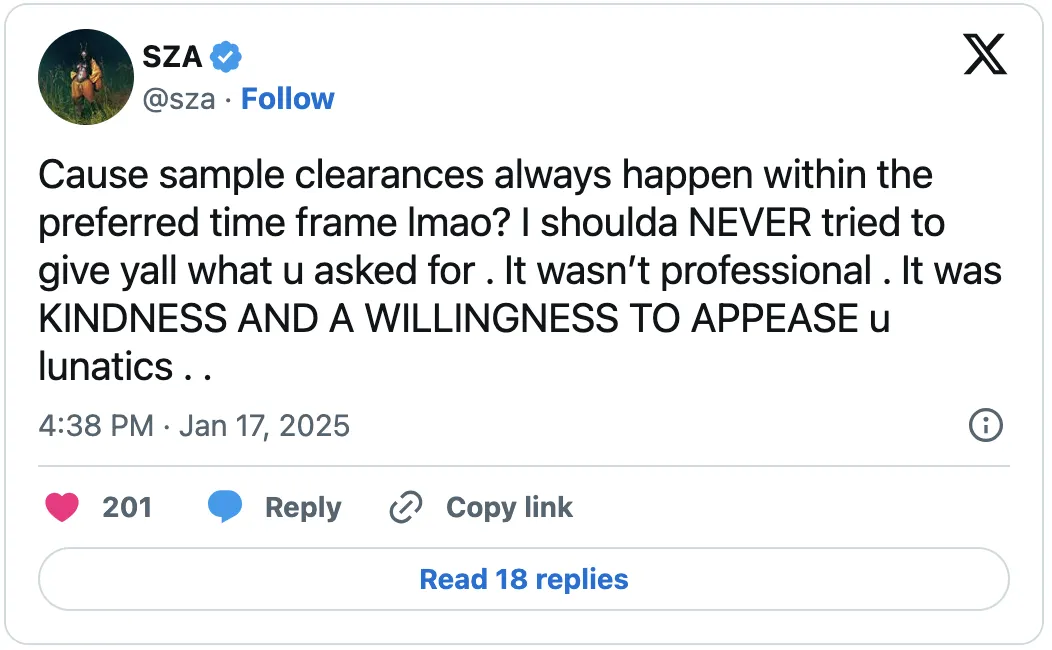 SZA Hits Back at ‘Ungrateful’ Fans Over Lana Deluxe Delays: “Punch Was Right”