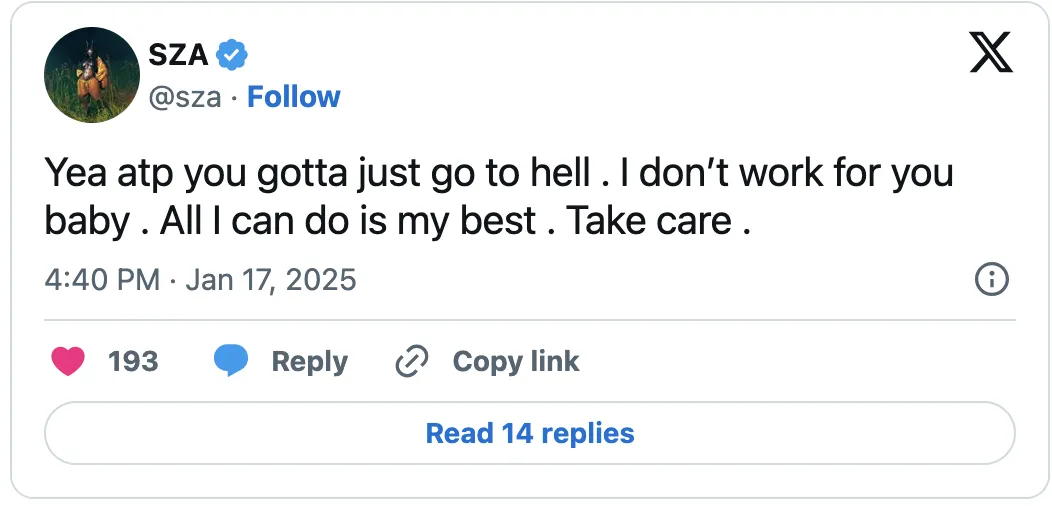 SZA Hits Back at ‘Ungrateful’ Fans Over Lana Deluxe Delays: “Punch Was Right”