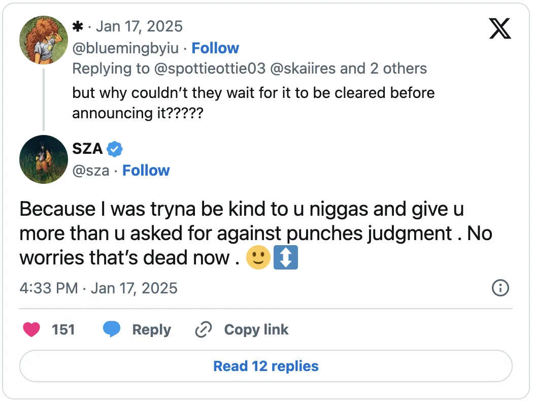 SZA Hits Back at ‘Ungrateful’ Fans Over Lana Deluxe Delays: “Punch Was Right”