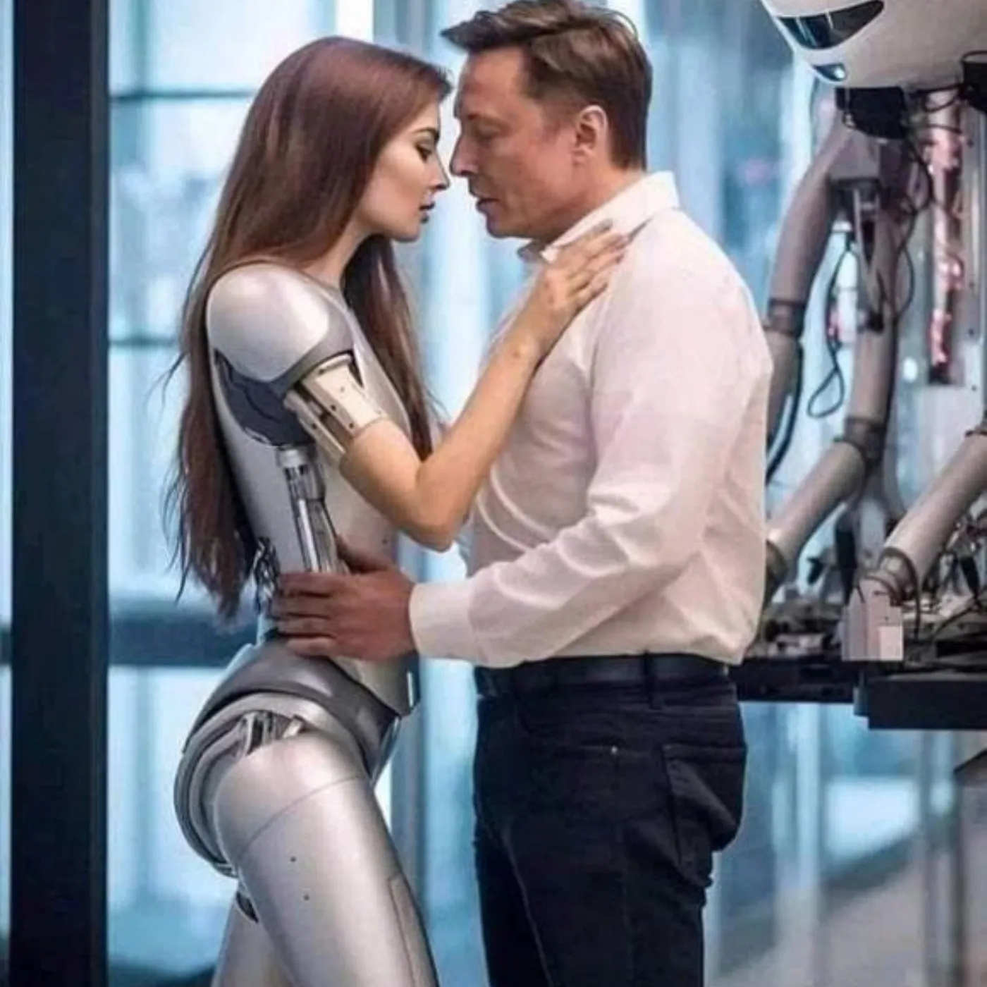 Intimate Photo of Musk and Beautiful Robot Becomes Famous, 'Ideal Type' Looks Like an Actor's Ex-Wife