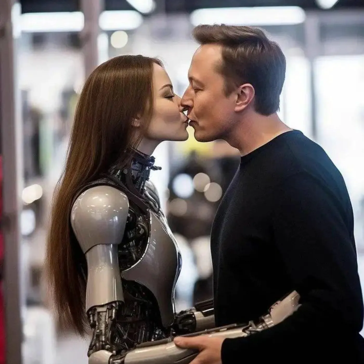 Intimate Photo of Musk and Beautiful Robot Becomes Famous, 'Ideal Type' Looks Like an Actor's Ex-Wife