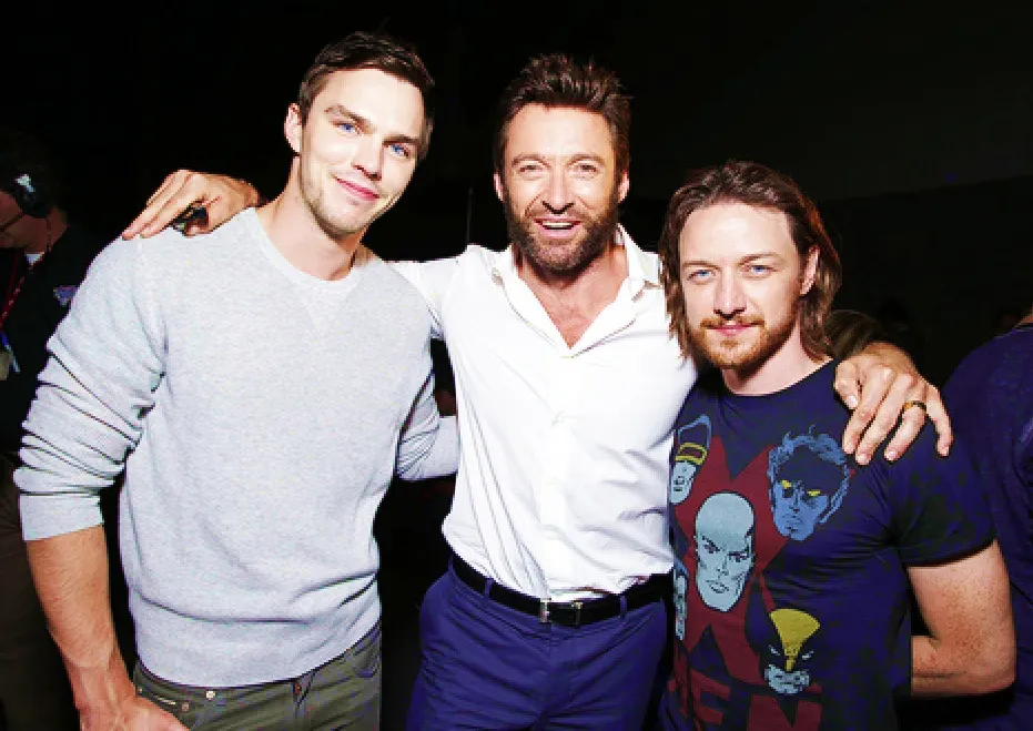 nicholas hoult, hugh jackman, and james mcavoy (via my new plaid pants) –  @acollectionofwellbehavedbeards on Tumblr