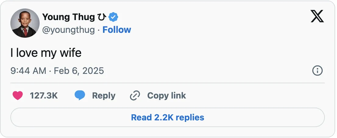 Young Thug Declares Love for His “Wife” Weeks After Mariah The Scientist Drama