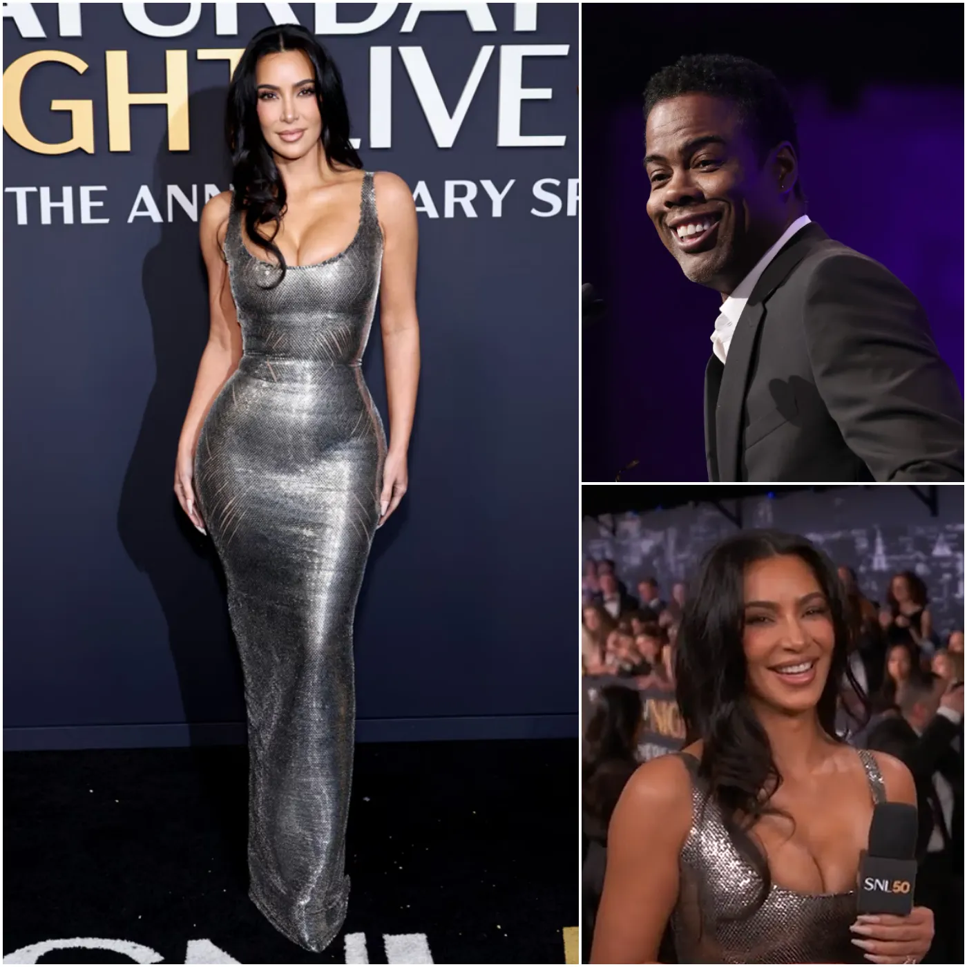 Chris Rock Gives Kim Kardashian a Special Shoutout at the SNL 50 Red Carpet