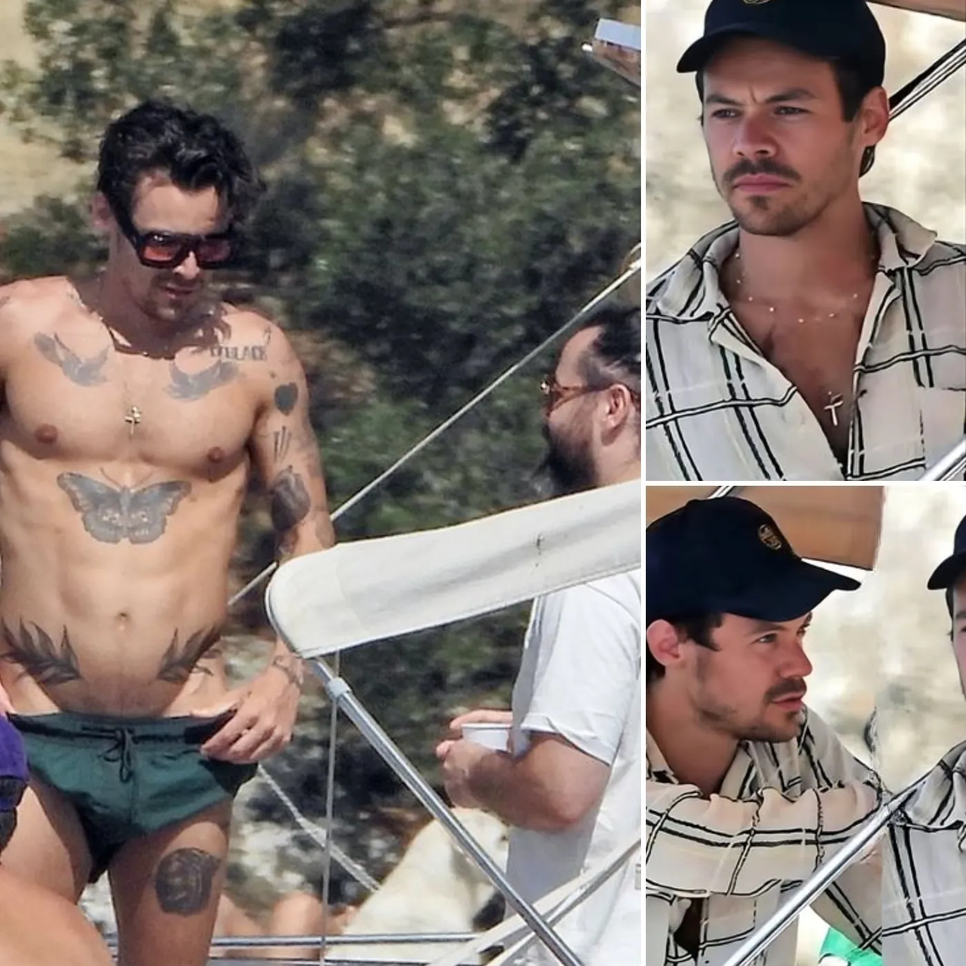 Harry Styles Spotted in Matching Outfits with Mystery Man – Secret Yacht Romance?